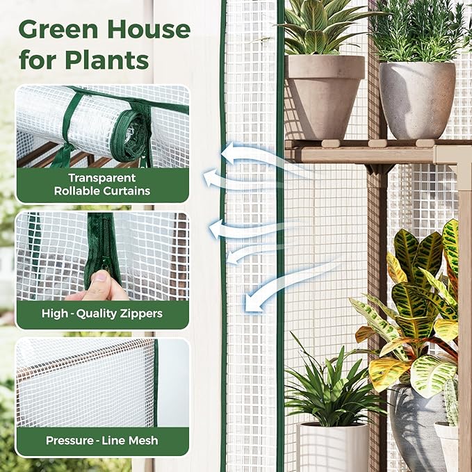 Bamworld Mini Greenhouse Indoor Small Portable 2-Tier Green House for Seed Starting Plant Grow Warmer and Home Gardening Display