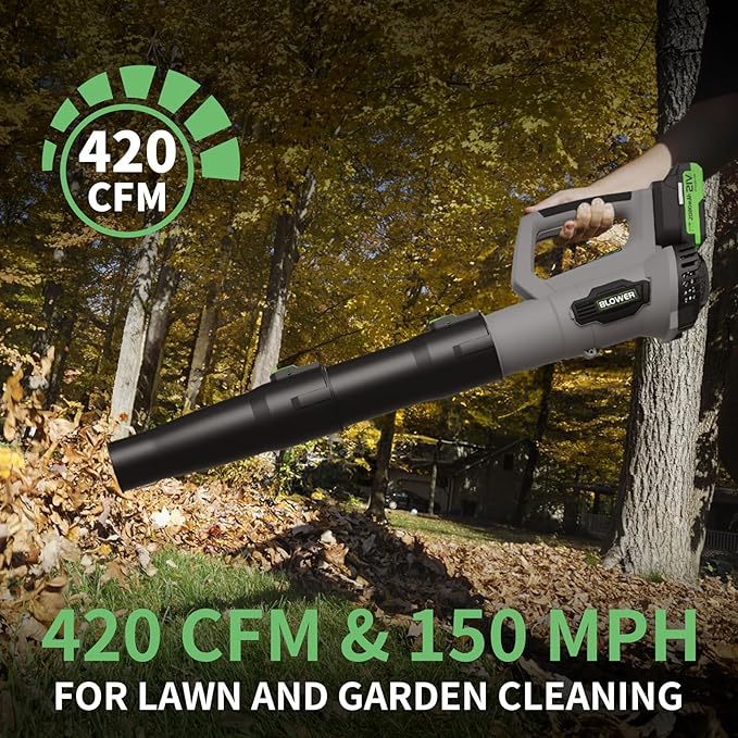 LEAPUL Leaf Blower Cordless, 21V Electric Leaf Blower with 2×2.0Ah Batteries & 1 Fast Charger, Lightweight Battery Powered Blower for Lawn Care, Patio Cleaning