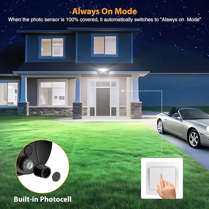 Onforu 90W Dusk to Dawn Outdoor Lighting,10000lm Flood Lights Outdoor,IP66 Waterproof Brown LED Security Light with Photocell,6500k Daylight 4 Heads Exterior Light Fixture for Yard,Patio,Garden