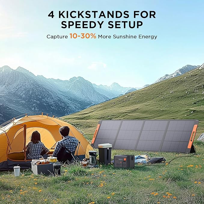 200W Portable Solar Panel for Power Station,23.5% Efficiency Mono Foldable Solar Charger with Solar Angle Guide for Jackery/Bluetti/EcoFlow/Anker,IP67 Waterproof for Camping RV Off-Grid Backup