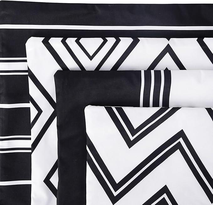 Adabana Outdoor Waterproof Pillow Covers 18x18 Inch Set of 4 Black and White Modern Geometric Throw Pillows Cover Decorative Boho Pillow Covers for Patio Garden Porch