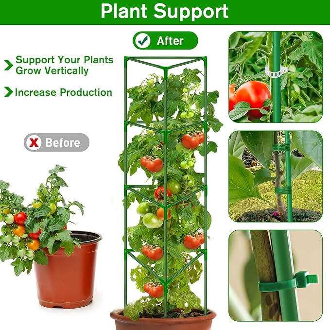 6 Pack Tomato Cages for Garden, Tomato Cage Trellis, Garden Cage Heavy Duty Tomato Stake Support, Garden Stakes Plant Cages for Pots Plants Vegetables