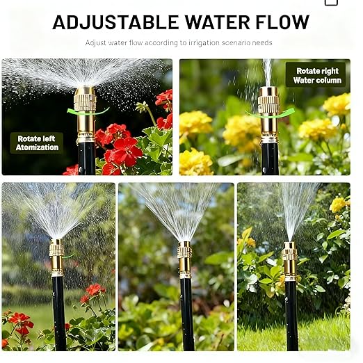 Drip Irrigation System，360° Bendable Drip Irrigation Kit Automatic Irrigation System for Garden, Adjustable Garden Watering Misting System for Greenhouse, Yard, Lawn, Plant(66FT)