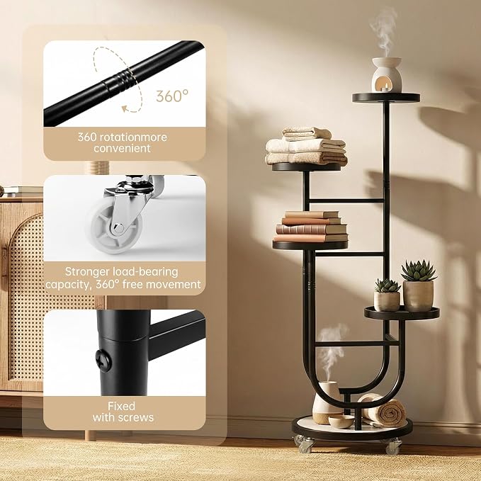 4 Tiered Tall Plant Stand, Corner Display Rack, Multi-tier Planter Holder for Indoor Living Room Balcony Garden Patio