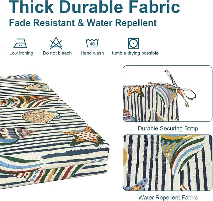 DYTXIII Set of 2 Outdoor Chair Cushions, Water Resistant 18.5"x16"x2" Square Seat Cushion for Patio Dining Chairs, High-Density Replacement Pads for Indoor Outdoor Furniture - Crayon Shells