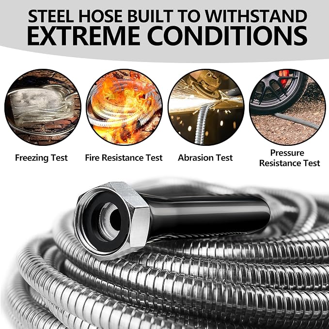 100ft Garden Hsoe - 2026 New 304 Stainless Steel Garden Hose with 3/4'' Fittings – Lightweight, Durable, and Kink-Free, Metal Water Hoses for Gardening