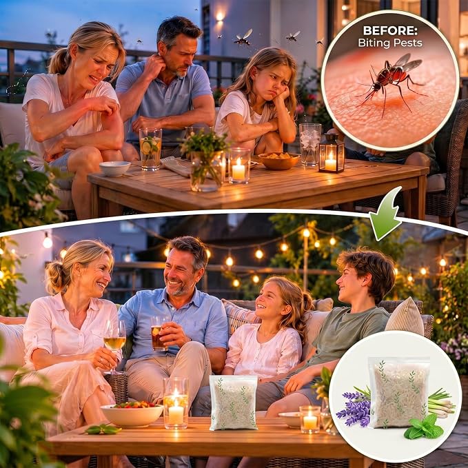 Furiseng|Natural Mosquito Repellent Outdoor Patio (8 Pack),Long-Lasting 60-Day Protection, DEET-Free & Family Safe,Indoor & Outdoor Use,Mosquito Repellent for Yard, Patio, Camping & Travel