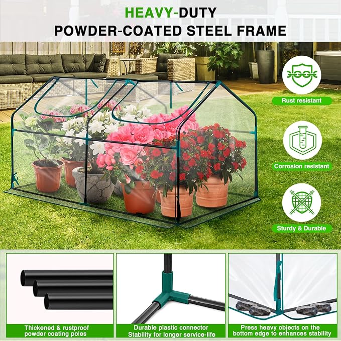 Yesker Mini Greenhouse 71"x36"x36" Portable Small Green House for Indoor Outdoor Greenhouses with PVC Cover Compact Greenhouses Kit for Winter Gardening Balcony Patio Outside Backyard Plant Protection