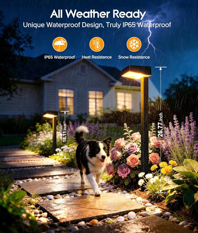 ELECLINK Solar Pathway Lights Outdoor, 6 Pack Garden Lights Solar Powered Path Lights with Larger LED Lens, 2 Light Modes Waterproof Outdoor Solar Light for Yard Driveway Walkway Landscape Patio Lawn