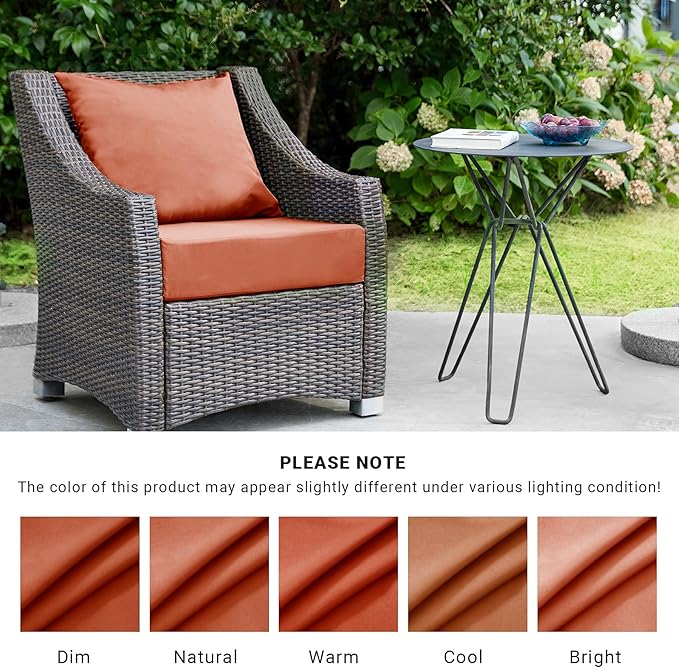 IPYNBAP Outdoor Cushions for Patio Furniture,Outdoor Seat Cushion Set 24 x 24 x 4 Inch,Waterproof & Fade Resistant Outdoor Chair Cushions,Deep Patio Chair Cushion with Removable Cover,Spice