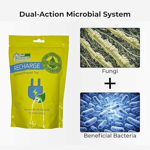 Real Growers Recharge – 8oz | Mycorrhizae Soil Microbe Inoculant for Living Soil & Coco Coir | Improves Nutrient Uptake & Root Growth