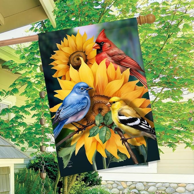 Briarwood Lane Birds in the Garden House Flag