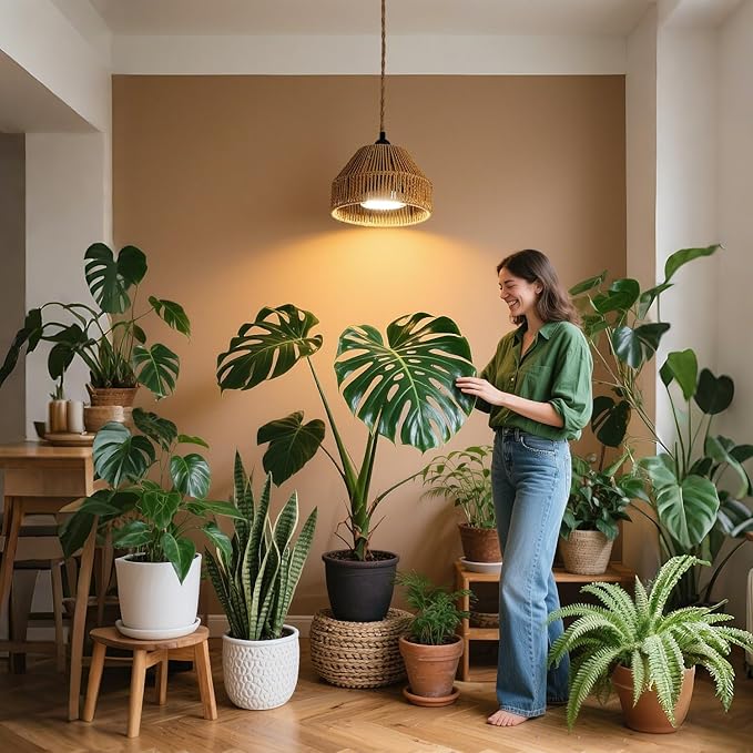 30W Indoor Hanging Plant Light, 4000K Bohemian Plant Growth Light, 15 Foot Power Cord, Automatic Timing, Indoor Hanging Growth lamp Used for Gardening, Banyan Trees, and greenhouses