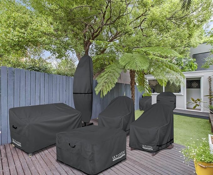 ULTCOVER Waterproof Patio Adirondack Chair Cover 2 Pack for Outdoor Chair Size Upto 28W x 31D x 36H inch, Black