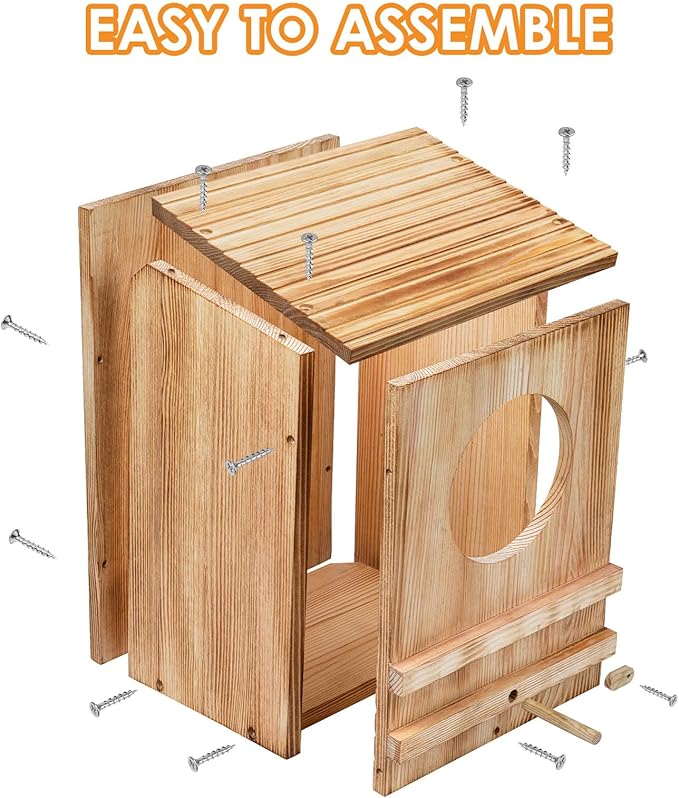 Barn Owl House,Owl Nesting Box for Outside, Wooden Screech Owls Nesting Box, Large Caliber Round Hollow Outdoor Bird's Boxes, Suitable for Wildlife Screech, Barred, Great Horned, Barn Owls