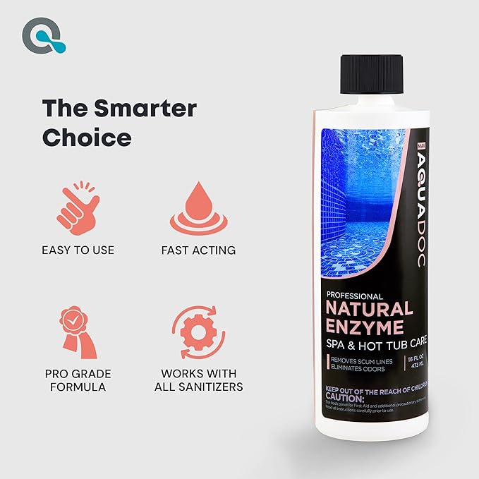 AquaDoc Spa Enzyme Water Treatment - 16oz - Natural Hot Tub Enzyme Cleaner & Clarifier for Balanced Water - Made in USA