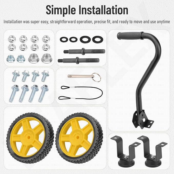 8-Inch Never-Flat Generator Wheel Kit for Predator 4000 6500 8750 Watt Generators, Equipped With An Adjustable Handle