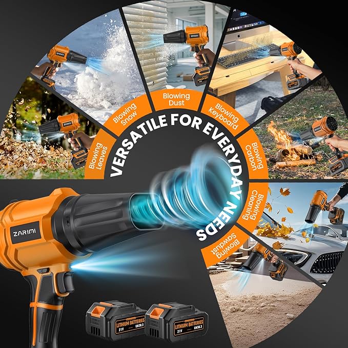 YUQUESEN Cordless Leaf Blower, 980,000 RPM Handheld Leaf Blower with 2 X 4.0Ah Batteries & Charger, Lightweight Leaf Blowers for Patio Cleaning, Lawn Care, Leaves, Dust - Orange