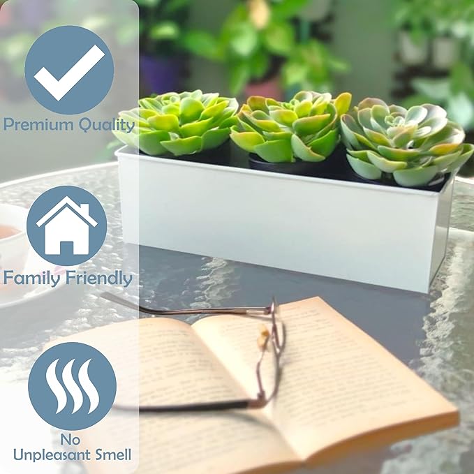 LaLaGreen Wall Planter (3 Pack, 12 Inch) Wall Hanging Plant Holders White, Large Long Rectangular Metal Wall Mounted Flower Pots, Window Sill Planters Box Fence Railings Garden Floating Shelve Outdoor