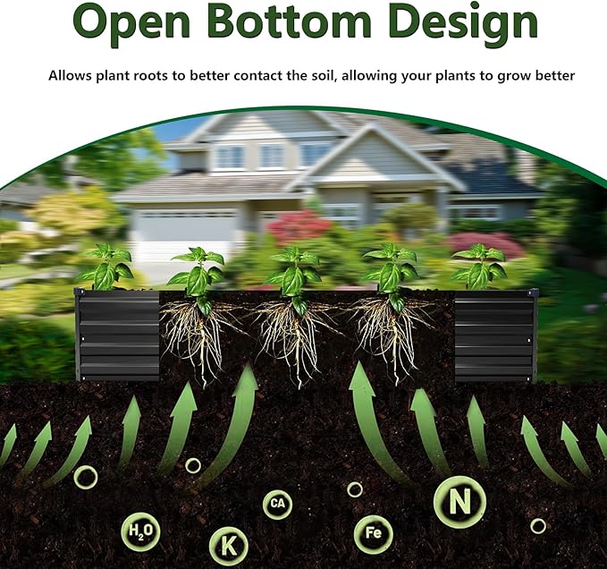 4×3×1FT(2PCS) Galvanized Raised Garden Bed Kit Metal Planter Boxes,Large Raised Garden Bed for Planting Vegetables,Flowers,Herbs -Black