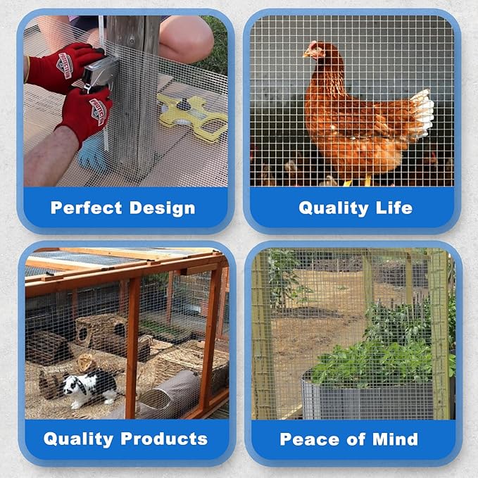 Hardware Cloth 1/4 in 48in x 100.1 ft 23 Gauge, Galvanized After Welding - Chicken Wire Fencing, Hot Dipped Galvanized Wire, Mesh Garden Fencing Welded Wire Mesh Roll