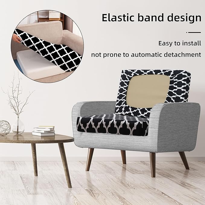 BIETYONE 8Pcs Stretch Patio Cushion Covers,Outdoor Couch Covers Replacement,Outdoor Couch & Sofa Slipcovers,for Patio Furniture Cushion Covers,Washable Reusable urniture Protector(Lingge Grey,8PCS)