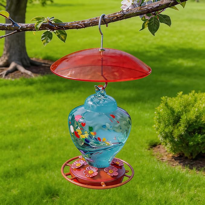 8" Mini Weather Guard for Bird Feeder - Small Protective Dome Cover Against Rain/Snow/Sun - Red Dia. 20CM