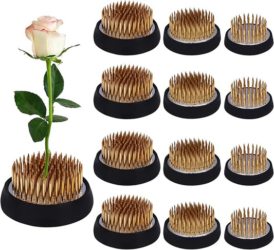 Daywhote Stainless Steel Flower Frogs for Floral Arrangements - 12 Pack with 3 Sizes(1.18", 1.57", 1.96"), Reusable Floral Holder Pins for DIY Craft, Centerpiece, Vase (Round Rubber Base)