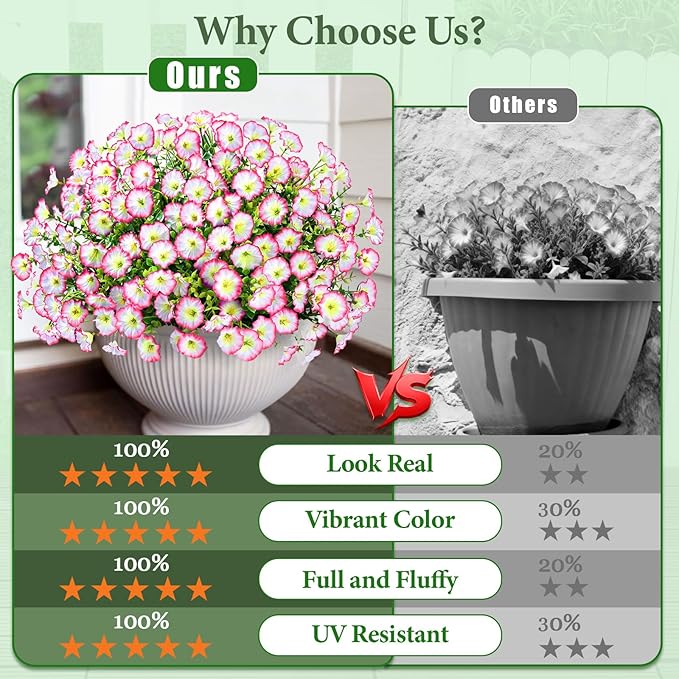 Yastouay Artificial Flowers for Outdoors, 26 Bundles Fake Outdoor Flowers, UV Resistant Artificial Plants & Flowers for Decoration, Pink Realistic Morning Glory for Outdoor Porch Garden Decoration