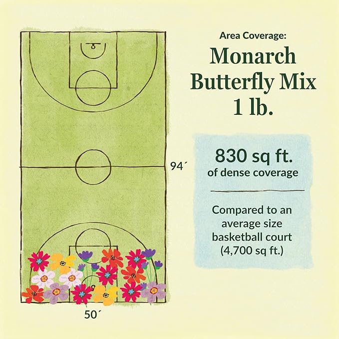Ferry Morse Flower Seeds - Monarch Butterfly Wildflower Mix, Non-GMO, Flower Mix - 1 lb