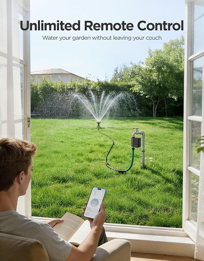GoveeLife H5901 Smart WiFi Sprinkler Timer with Gateway, 1 Water Outlet | 1640ft Gateway-Device Range, App Remote Control, Weather Adaptive, Brass Connectors, IP67, 2Yr Battery, for Garden/Lawn/Yard
