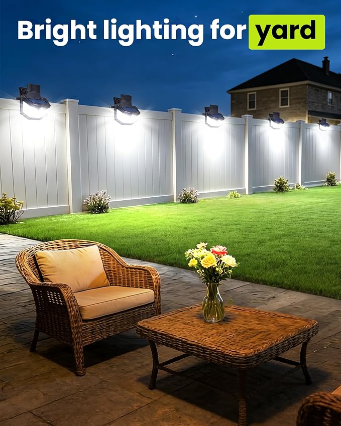 Clip on Solar Lights Outdoor with Motion Sensor, 800LM & 270° Wide Angle Solar Fence Lights Outdoor Waterproof with 115 LEDs, 3 Modes & Portable Security Lights for Chain Link Patio Deck Yard (4Pack)