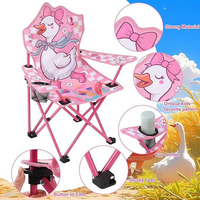KABOER Kids Outdoor Folding Lawn and Camping Chair with Cup Holder and Carrying Bag, Children's Camping Chairs