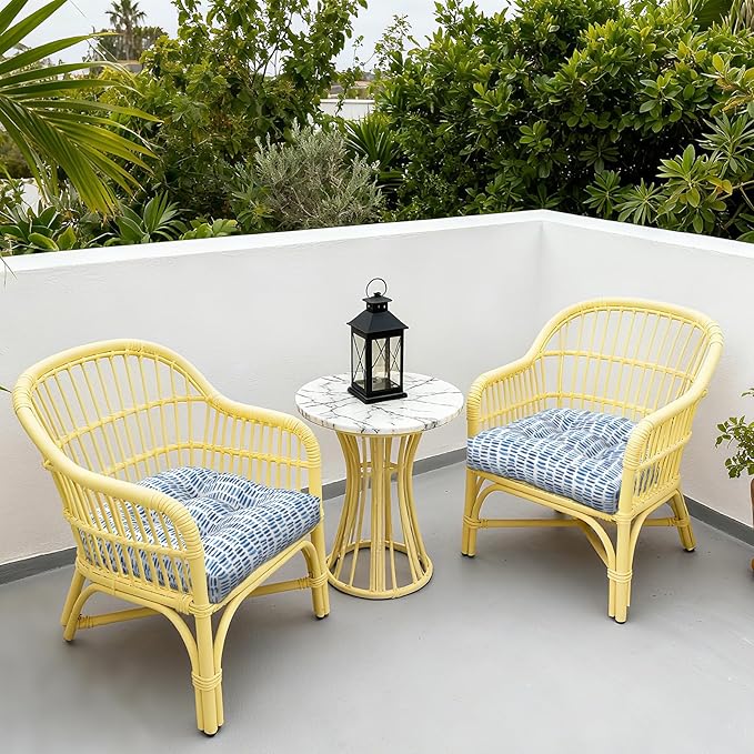 LVTXIII Outdoor Seat Cushions Seasonal Tufted Chair Cushions, Patio Chair Pads for Dining Chairs, Office Armchairs and Garden Furniture Decoration (Round Back, 19”x19”x4”, Blue Pebble, 2 Pack)