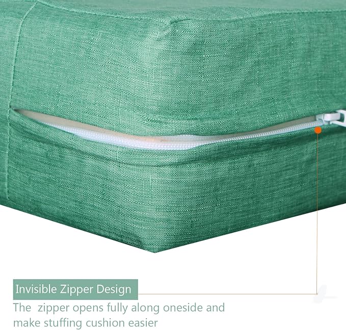 Patio Seat Cushion Covers,Washable Slip Covers Replacement,Waterproof Outdoor Furniture Chair Cushion Pillow Seat Cover for Couch,Garden,Sofa,Green,24"×24"×4"(4 Covers Only)