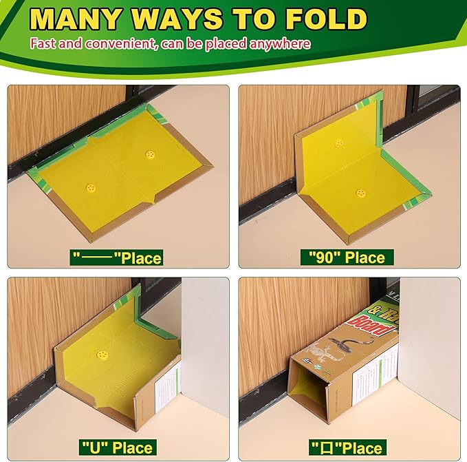 6 Pack Sticky Mouse Traps, Sticky Traps for Rats Mice Rodents Snakes No Touch Indoor Mouse Traps for Home Kitchen Garage Attic Basements, Easy to Set, Green