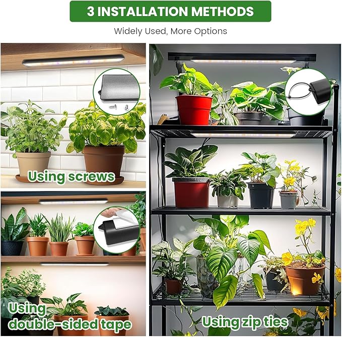 Wolezek Grow Light Strips for Indoor Plants, 420 LEDs Full Spectrum Plant Light for Indoor Growing with 6/12/16H Auto Timer, Grow Lamp Bar for Seedling Succulent, 13.8 Inches, 4 Pack