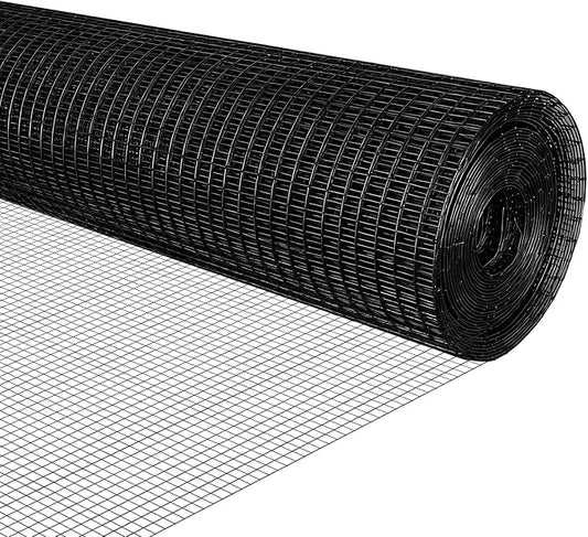 Black Hardware Cloth 1/2 inch 19Ga PVC Coated Wire Mesh Vinyl Coated Fence Welded Metal Chicken Wire Fencing Roll (1/2 inch 16in x 10ft)