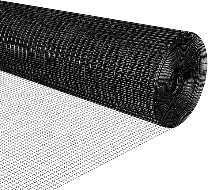 Black Hardware Cloth 1/2 inch 19Ga PVC Coated Wire Mesh Vinyl Coated Fence Welded Metal Chicken Wire Fencing Roll (1/2 inch 36in x 100ft)