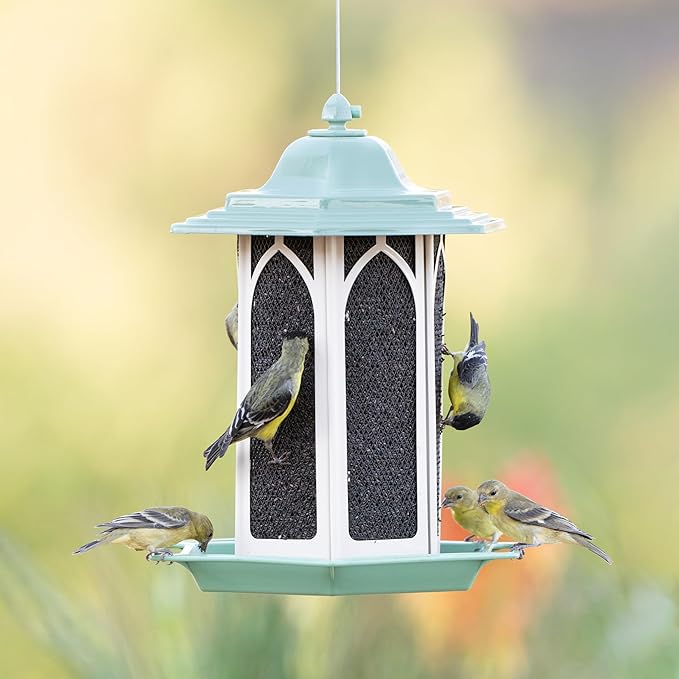 Perky-Pet Pistachio Gazebo Feeder - Wild Bird Feeder - GAZ01, Pistachio - Holds up to 3.5 lb Seeds - Easy to Fill, Easy to Clean, Rust Resistant Finish