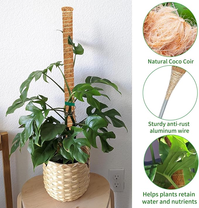 2 Pack Moss Pole, 35.4-Inch Moss Poles for Plants Monstera,Bendable Plant Support Stakes for Climbing Plants Indoor, Garden Trellis Plant Stick for Potted Plants, Pothos Philodendron