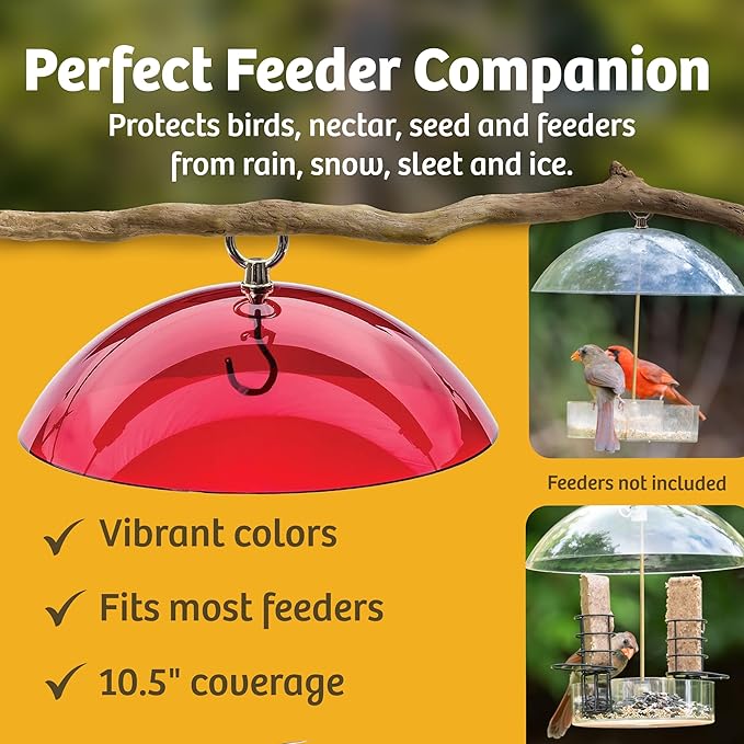 Birds Choice Clear Bird Feeder Dome | 10.5" Rain Guard Cover for Hanging Bird Feeders | Outdoor Weather Guard to Help Keep Seed Dry