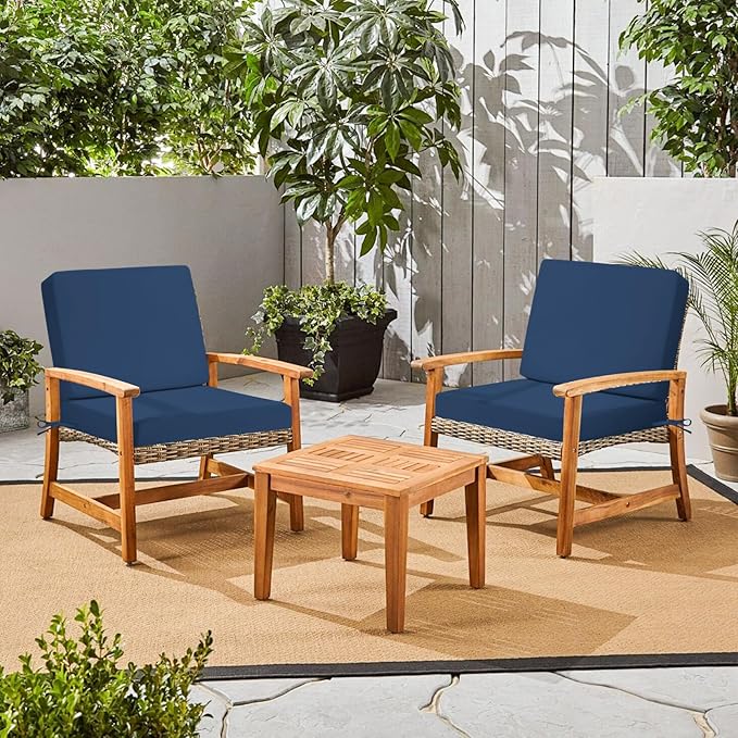 Deep Seat Patio Cushions Set, 22x22 Inch Waterproof & Fade Resistant Outdoor Chair Cushions, Thick Padded Replacement Sofa Cushions for Garden Yard Furniture