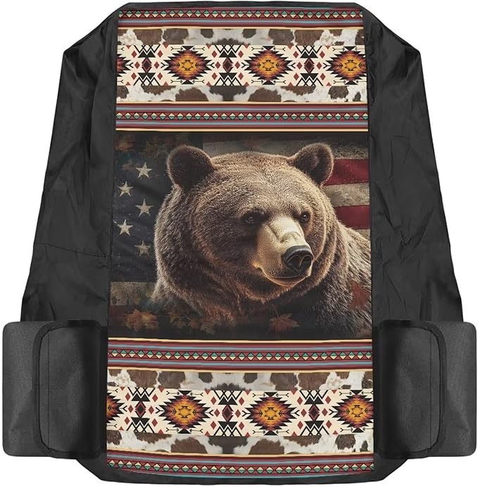 Aztec Bear Riding Lawn Mower Seat Cover Washable Seat Covers for Riding Lawn Mower Non Slip Tractor Accessories for Farm Compatible with Craftsman Cub Cadet Kubota