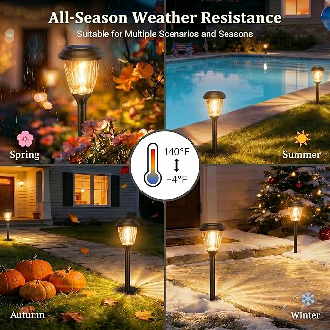 XMCOSY+ Solar Pathway Lights Outdoor, Warm White 10/25LM Glass Solar Lights for Yard & Walkway, Waterproof Landscape Lighting, Auto On/Off Decorative Garden Lights for Patio, Lawn & Driveway