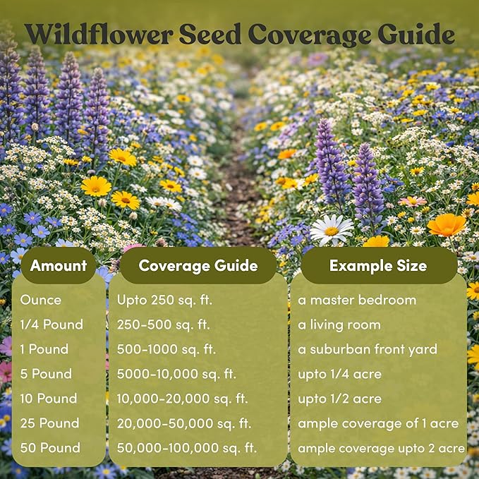 Geva Grow Northwest Wildflower Seeds Regional Mix - Organic, Non-GMO - 100% Pure Seed - 20 Different Wildflowers Seeds of Annual and Perennial, 1 LB Tub
