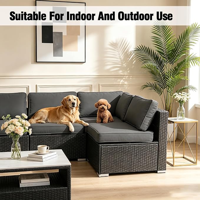 14Pieces Patio Cushion Covers Replacement Outdoor Water-Resistant Couch Covers Splashproof UV-Resistant Furniture Protectors Cushion Sofa Slipcovers Set with Zippers,Cover Only