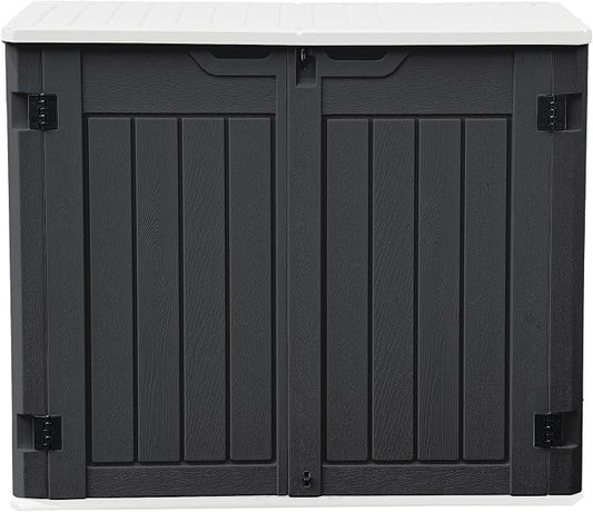 DWVO Outdoor Weather-Resistant Horizontal Storage Shed, 35 Cu Ft Capacity, Lockable and Waterproof, Suitable for Storing Garden Tools, Dark Gray