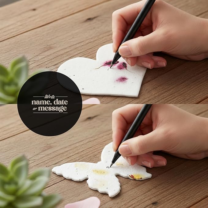 Combo Seed Paper - 24pcs Hearts & 24pcs Butterflies, Writable & Plantable Wildflower Gifts for Mom this Mother’s Day, Use for Shower Favors Weddings, Heart Party Favors or Easter Decorations