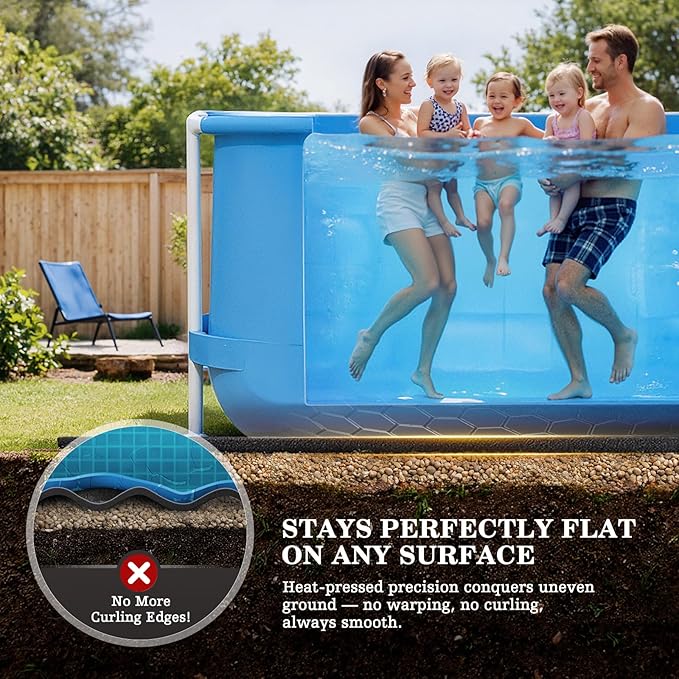 UIRWAY 12 x 18ft Oval Pool Liner Pad for Above Ground Pools, [2026 New Pool Pad 300G/M² Thicker] Heavy Duty Black Under Pool Padding to Protect the Bottom of Aboveground Pool, Prevent Puncture